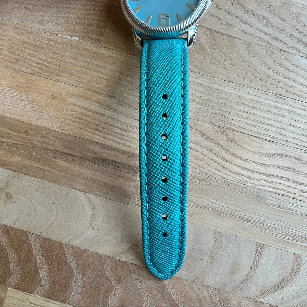 Judith Ripka ladies stainless steel and leather Olympia dress watch NEW BATTERY
